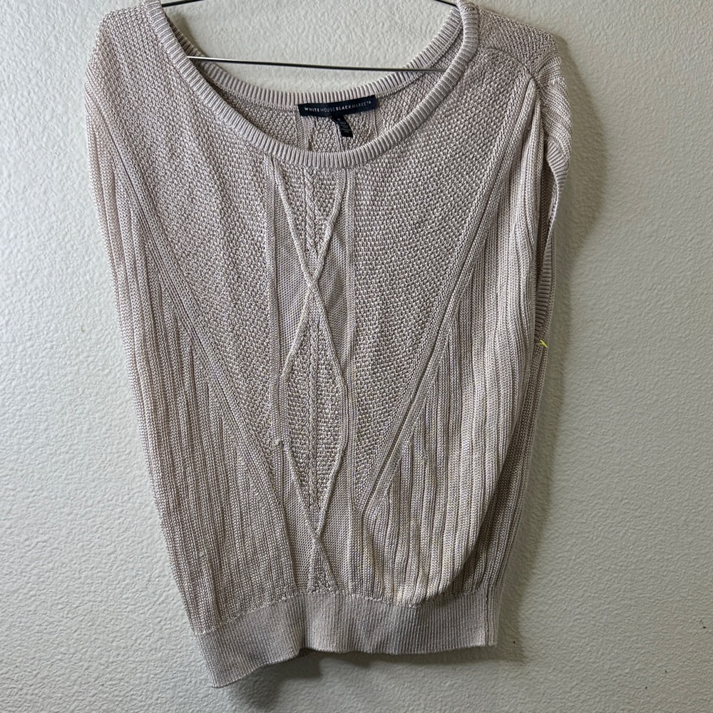 White House Black Market Taupe Crew Neck Sweater